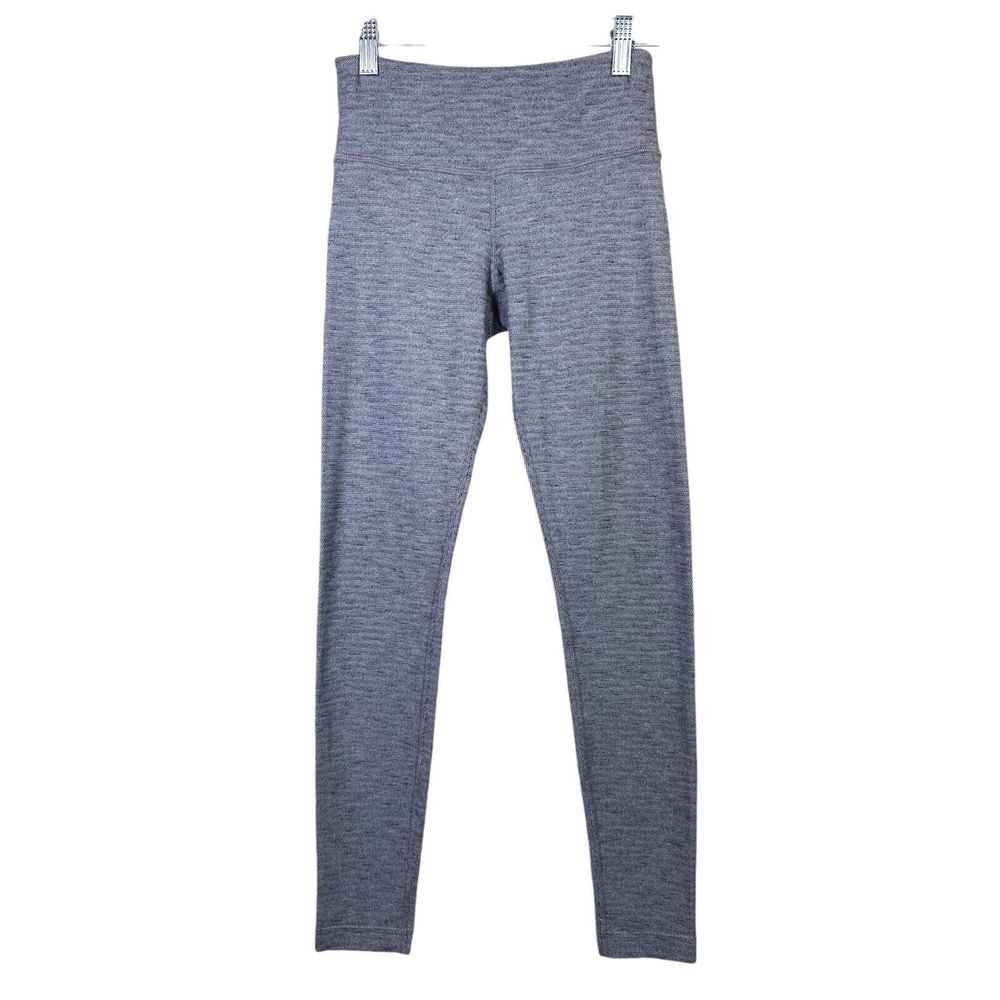 Lululemon Women Sz 4 Gray Heathered Pique Wunder Under‎ High Leggings Athletic